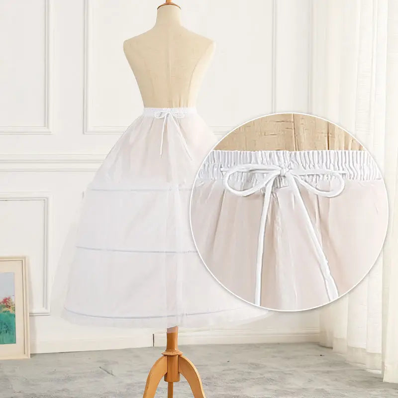 High Quality White 3 Hoops A- Line Petticoat Crinoline Slip Underskirt For Ball Gown Wedding Dress