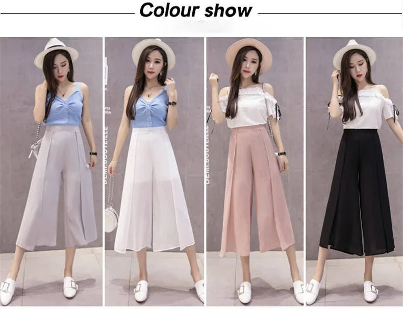 2024 Side Split Shorts Skirt Women's Summer Sweet Slim Chiffon Capris Skirts Female Korean Style Split Tulle Skirt Pants