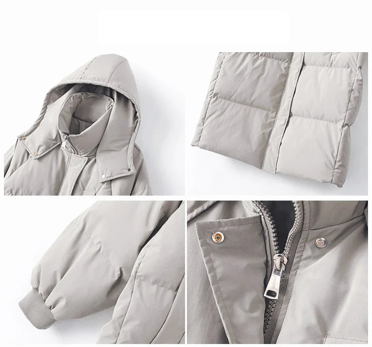 ITOOLIN Women Casual Down Coat Thicken Cotton Warm Hooded Long Coat Long Sleeve Parkas Button Pocket Autumn Winter Office Coat