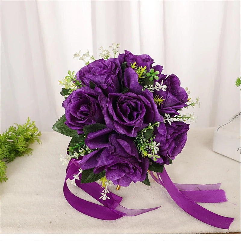 Bridal Flower Bouquet Wedding Supplies Artificial Silk Rose Peony Flower Wedding Bouquet Orchid Quality Bouquets