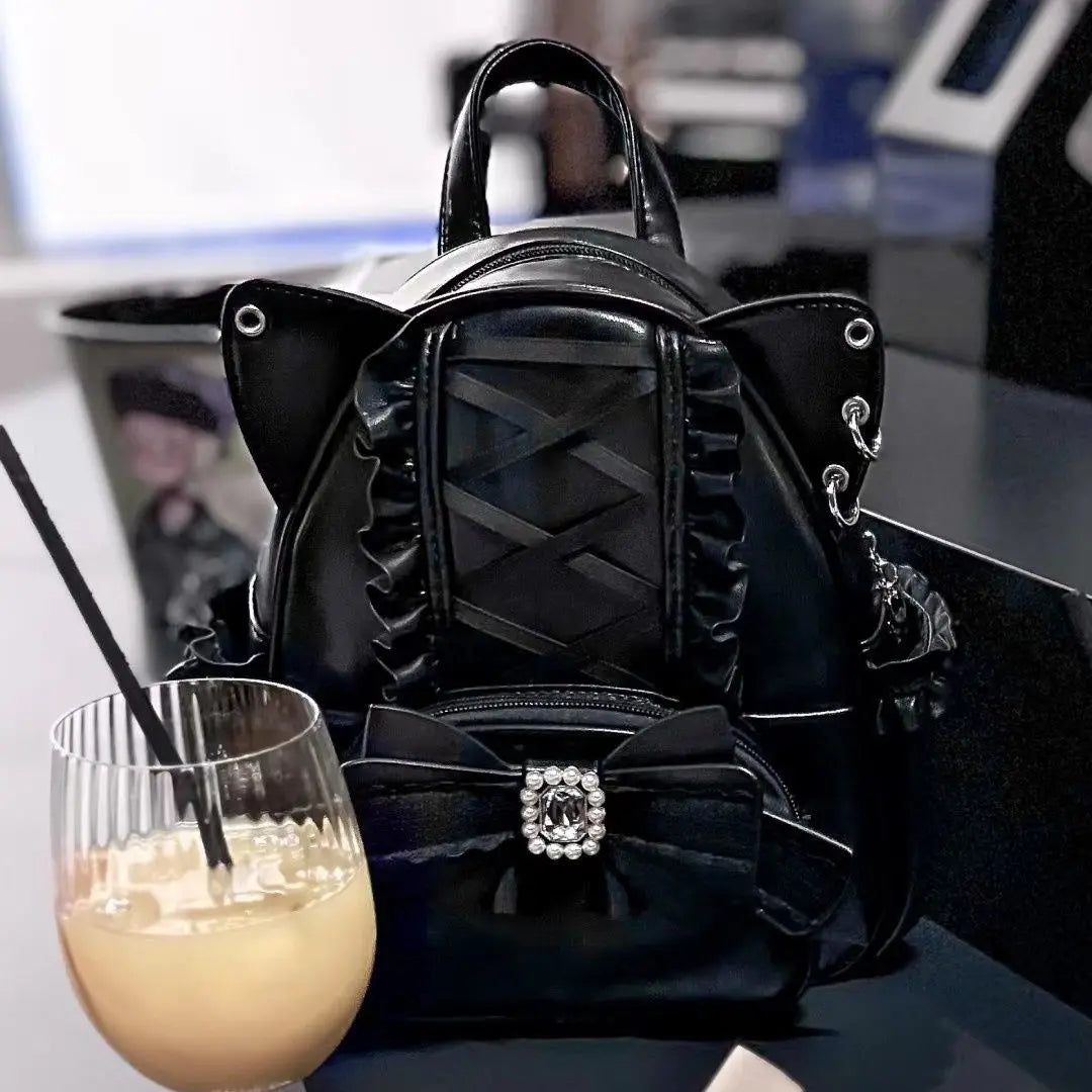 Lace Cat's Ear School Bag Japan Lolita Ita Mochila Cute Large Capacity Mochilas Mujer 2025 New Bow Women Bags Student Backpack