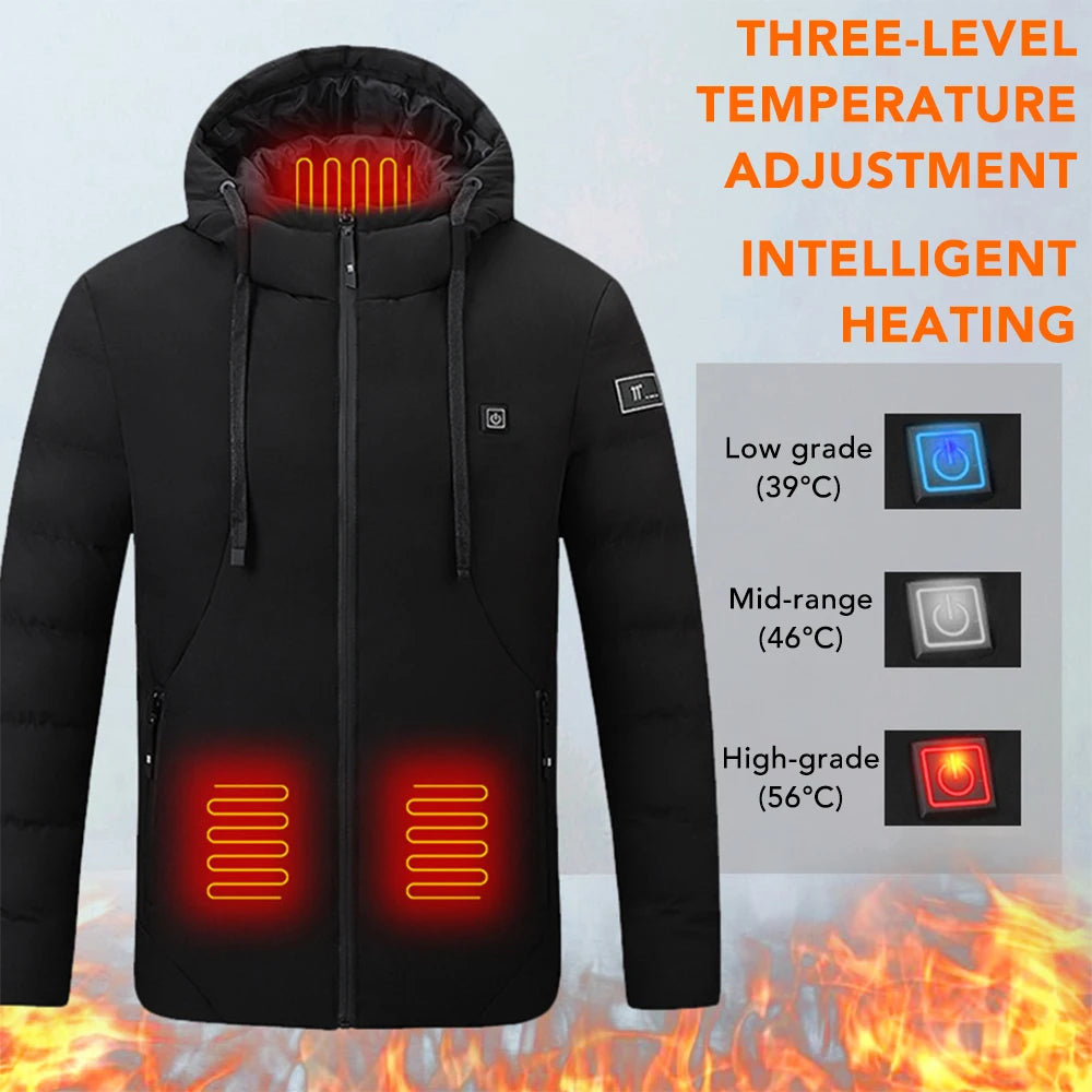 4 Areas Heated Jackets for Men Outdoor Sports Smart USB Charging Heating Outerwear Winter Electric Thermal Warm Cotton Jacket