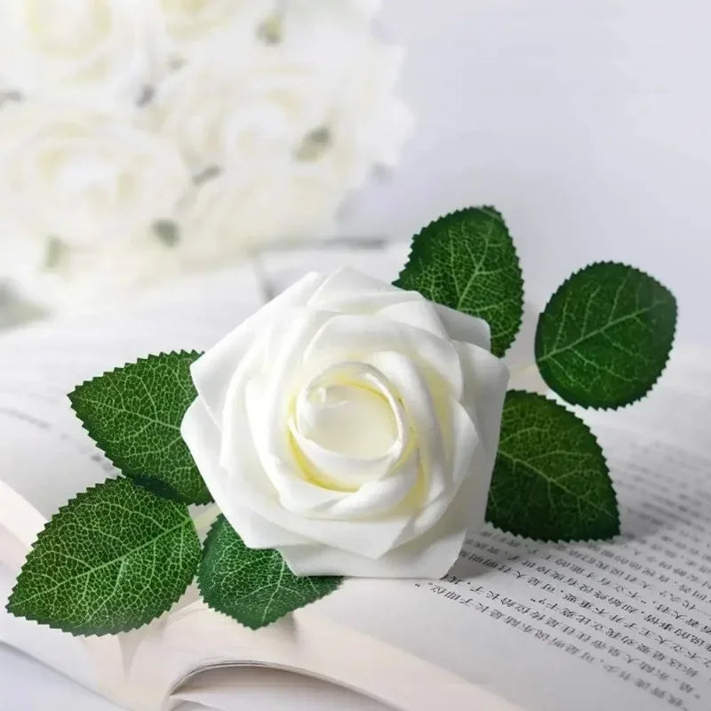 30/10PCS Artificial Foam Rose Flower Heads Bride Bouquet Flower for Home Wedding Party Table Decoration DIY Scrapbook Supplies