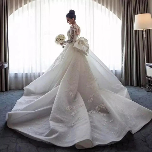 2023 2 Pieces Luxury Mermaid Wedding Dresses Detachable Train Elegant Long Sleev White Bridal Dress Boho Robe De Mariee Sukienki