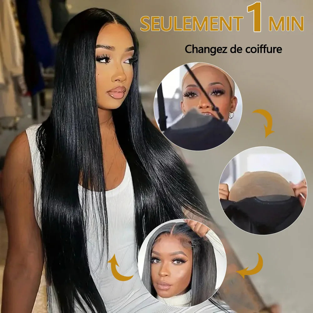 30 inch Glueless Wigs Human Hair Ready To Wear 6X4 Brazilian Straight HD Lace Front Human Hair Wig 100% Human Hair Wigs Glueless