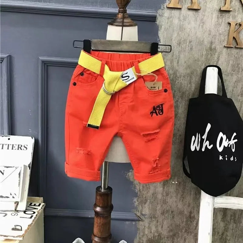 Boys' Summer 2024 New Set Summer Children's Clothing Children's Clothing Boys' Black T-shirt+Shorts Kids Outfits