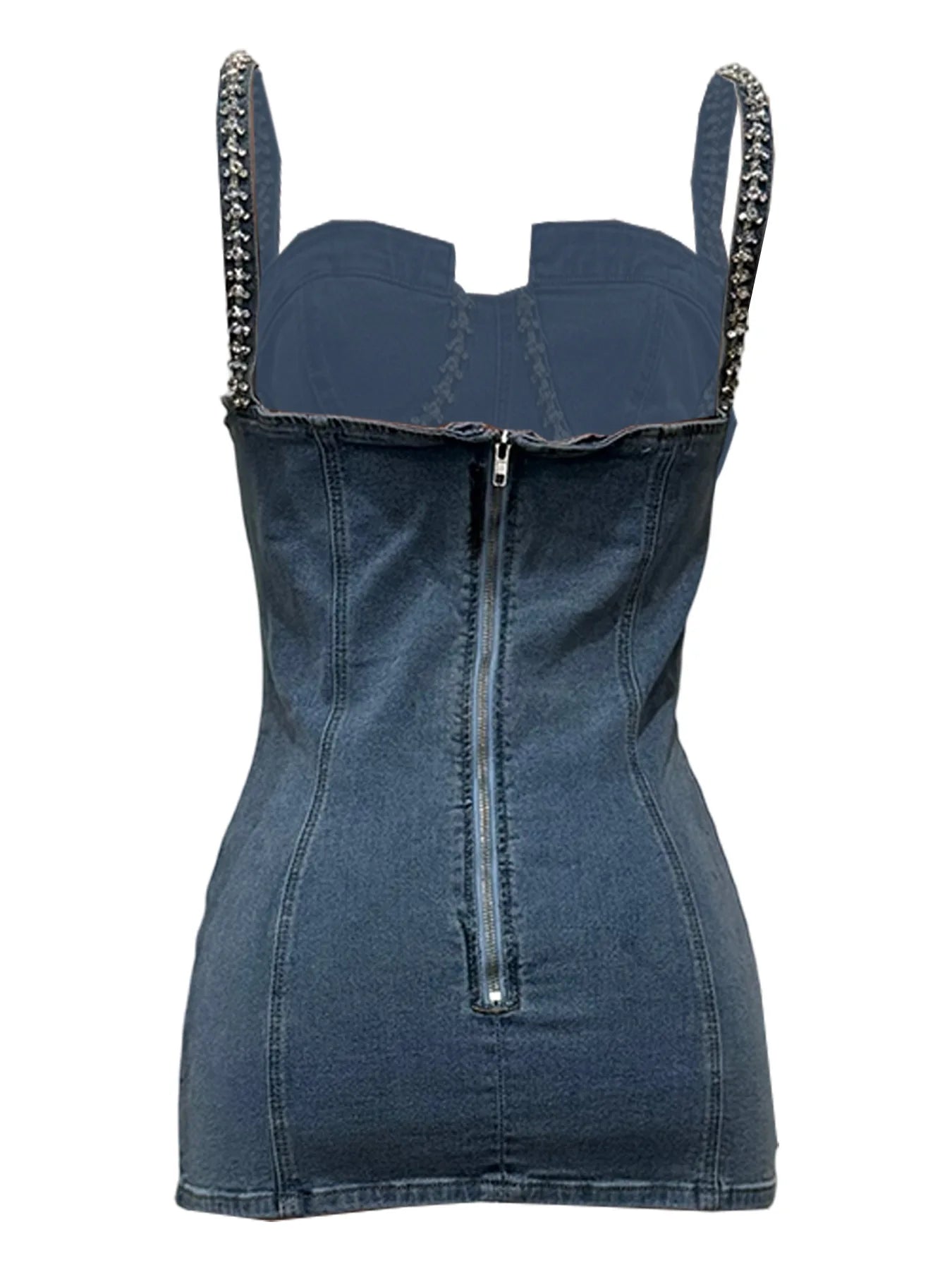 Camisole Dress Sexy Sleeveless Women Denim Dresses Solid Spliced Sheath Slim Washed Distressed 2025 Summer Wrap Buttocks