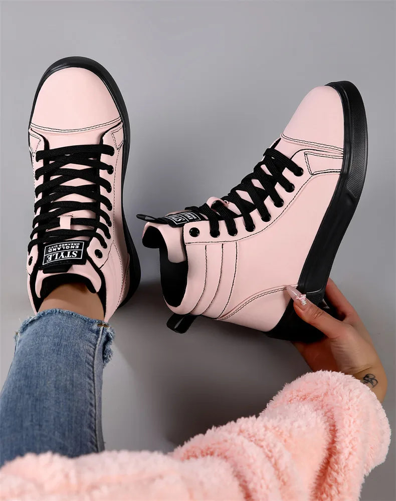 2025 Spring Fashion Red Men's Sneakers High Top Skateboarding Shoes for Men Women Comfortable Unisex Leather Sneakers Size 35-46