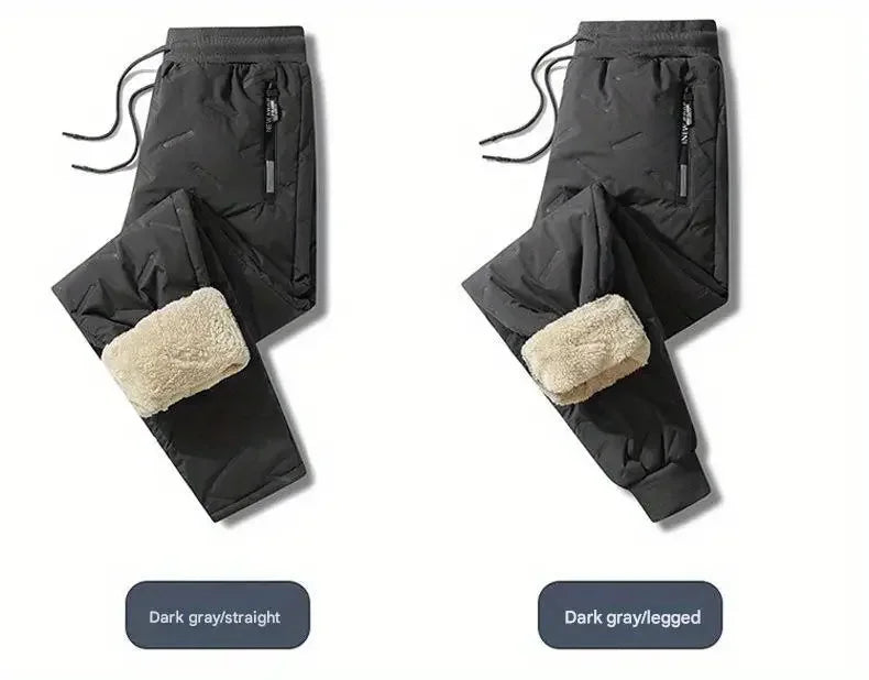 Winter Sweatwear Men Plush Thick Fleece Sweatpant Lambswool Thermal Trousers Casual Pants Waterproof Windproof Warm Cotton Pants