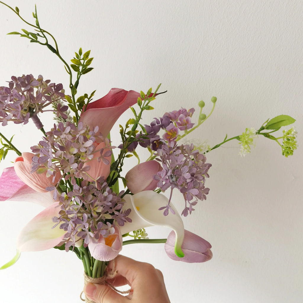 Ins Sle Purple Pink Handheld Flower Bouquet Artificial Flowers Wedding Photoaphy New Bride Home Decoration Arrangement
