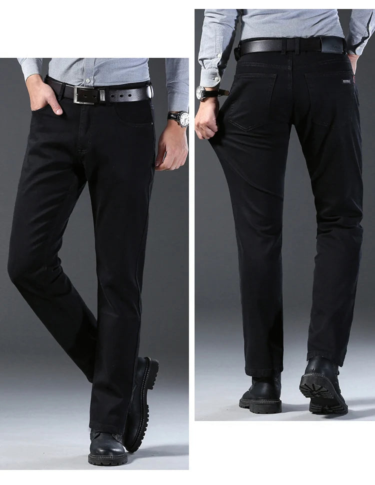 2024 New high-quality Fashion Casual Cotton Business Black  Denim Pants Male Trousers Men's Stretch Regular Fit Jeans