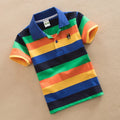Boys T-shirt Summer Children Short Sleeve Stripe ClothingTees Cartoon Bear Embroidery Tops Kids Breathable Polo Shirt