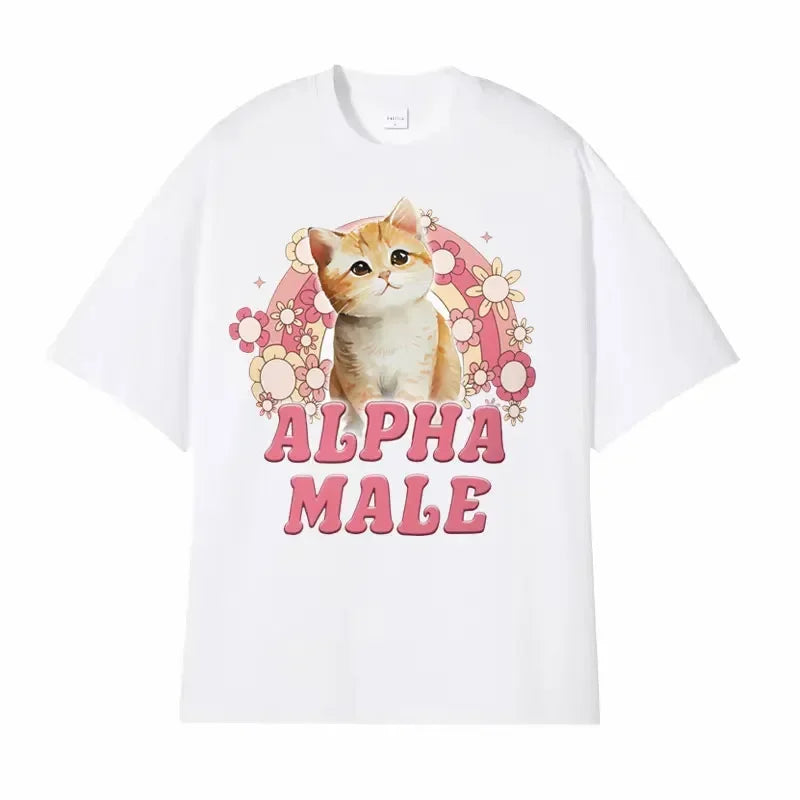 Cute Kitten Rainbow Graphic T-Shirt – Funny Cat Meme Streetwear Tee