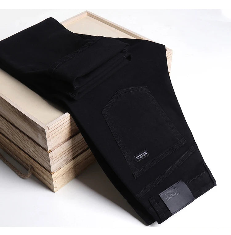 2024 New high-quality Fashion Casual Cotton Business Black  Denim Pants Male Trousers Men's Stretch Regular Fit Jeans