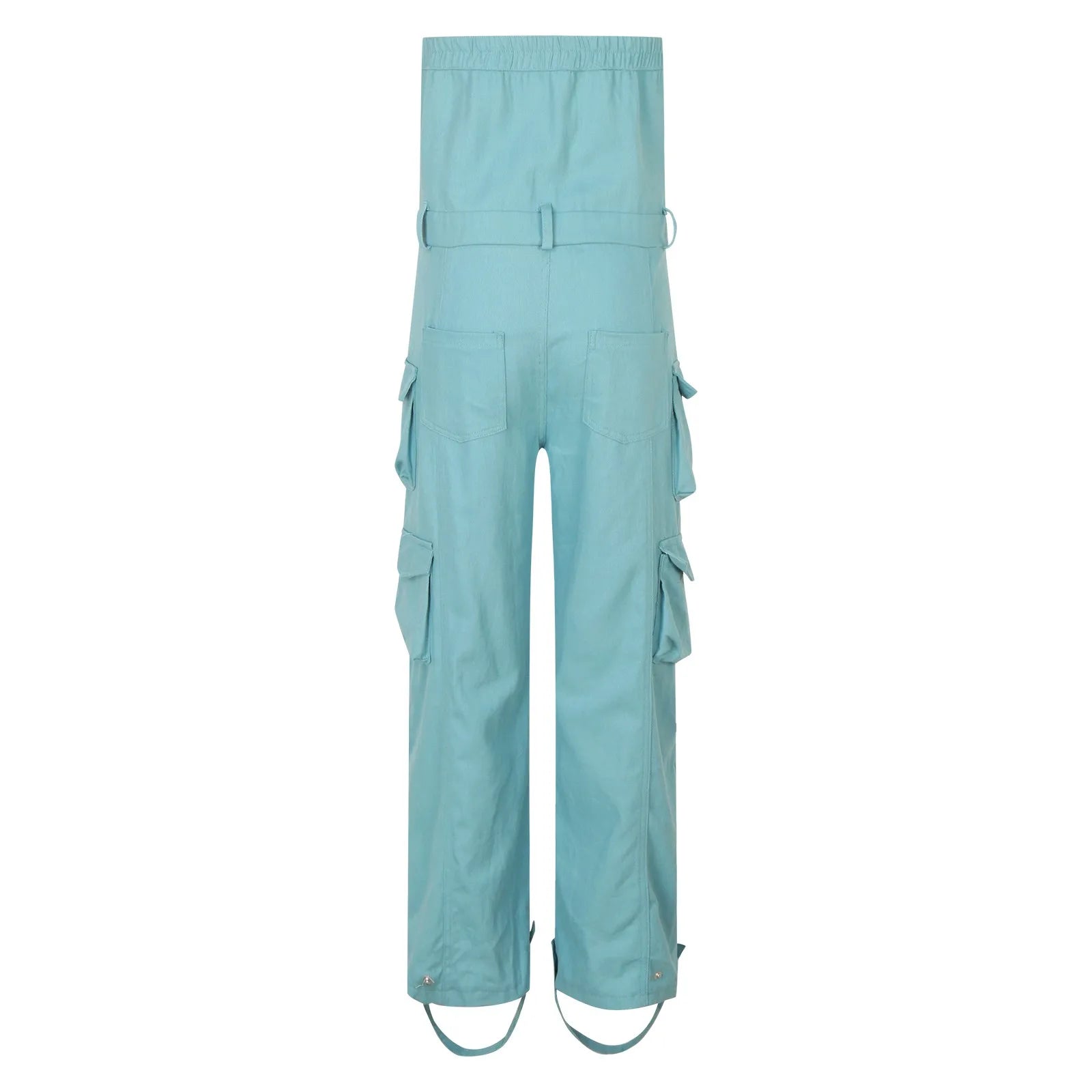 Women's Sexy Off Shoulder Tube Denim Cargo Jumpsuits Wide Leg Baggy Loose Jean Pants Rompers Overalls Control Too Pants