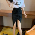Women Skirts Solid Leisure Streetwear Summer Slim Elegant Soft Asymmetrical Simple Daily Popular Attractive Split Skirts