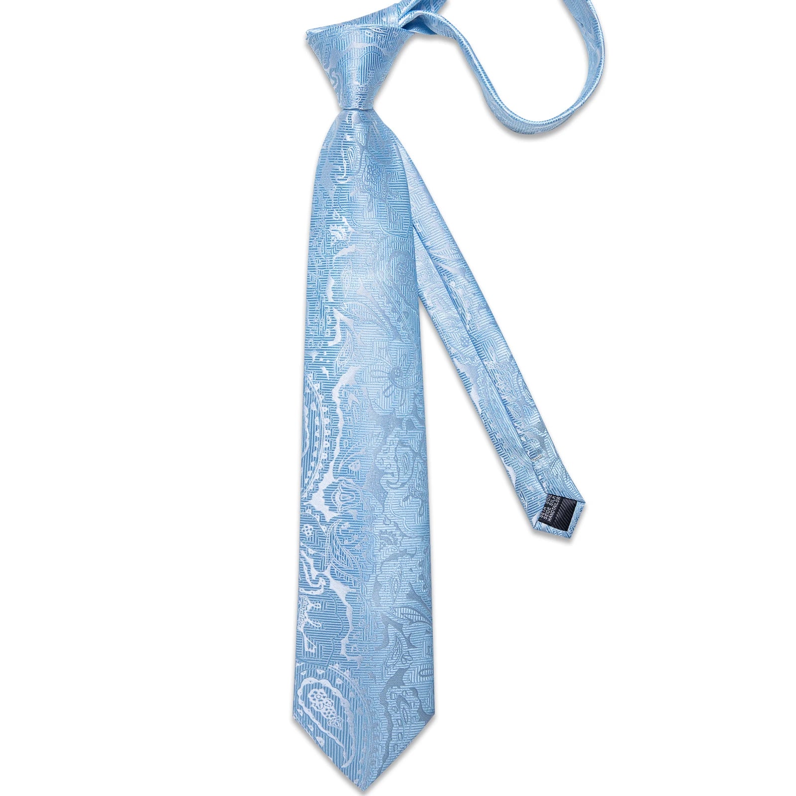 Light Blue Men's Tie Set Handkerchief Cufflinks Solid Paisley Floral Wedding Party Formal Groom Suits Accessories Gift Husband