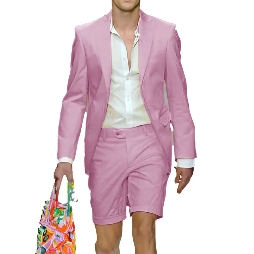 Fashion Yellow Suit for Mens Summer Jacket Shorts Suit 2 Piece Set Wedding Groom Tuxedo Formal Blazer Customized