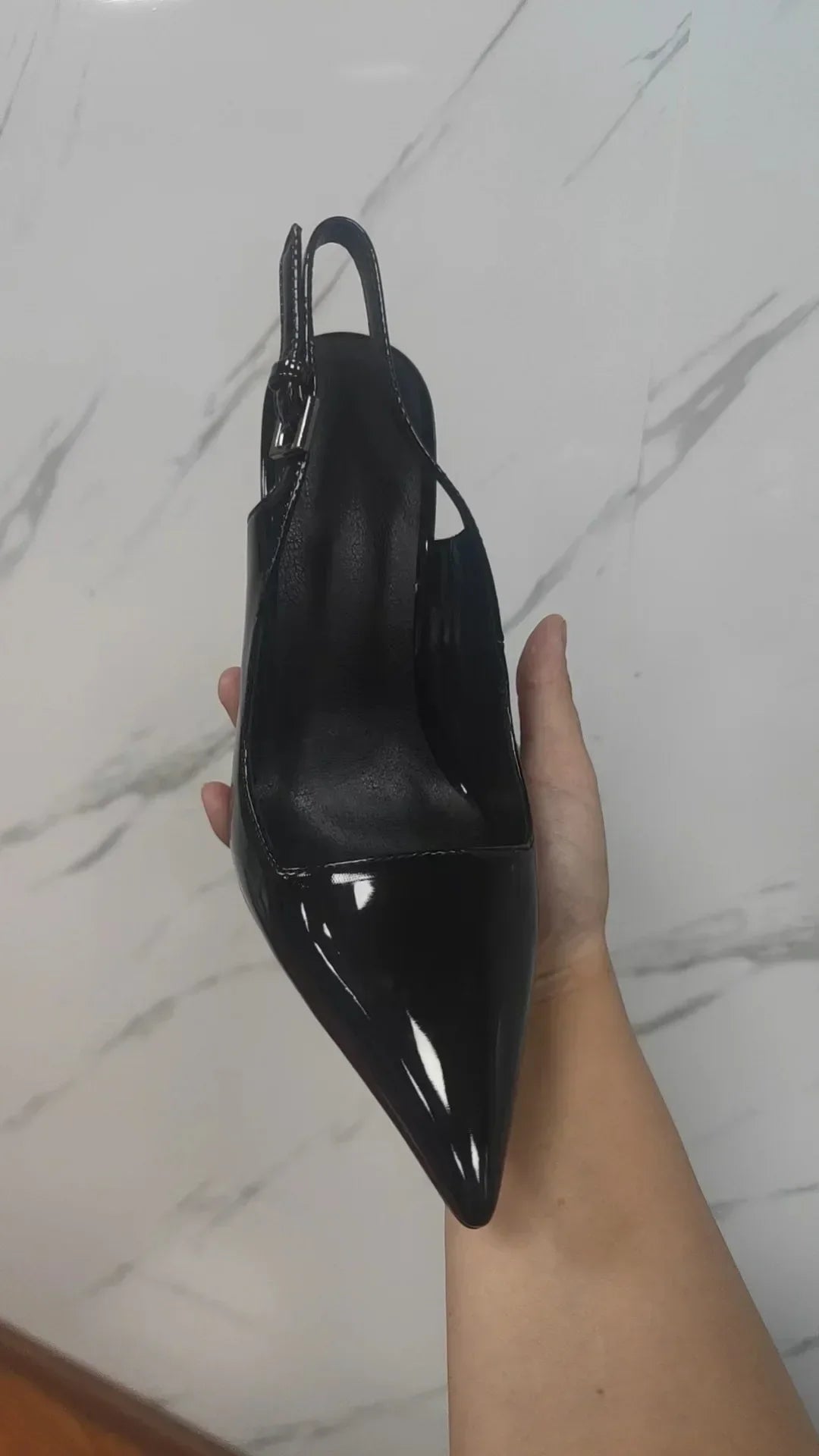 2025Women's Sexy Silk Rhinestone Pumps Belt Buckle Back Hollow Pointed Toe Thin Heel Sandals Pumps Female High Heels Party Shoes