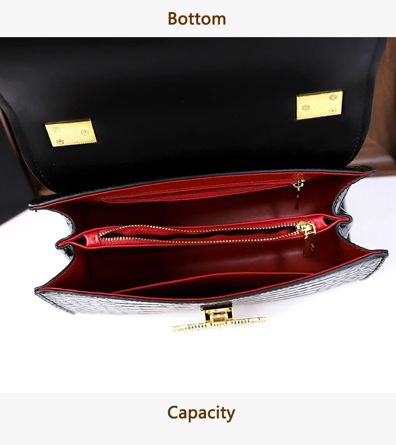 2025 New Fashion Crocodile Pattern Handbag High-End Sensation Unique Small Retro Shoulder Crossbody Bag Versatile Stylish Mini