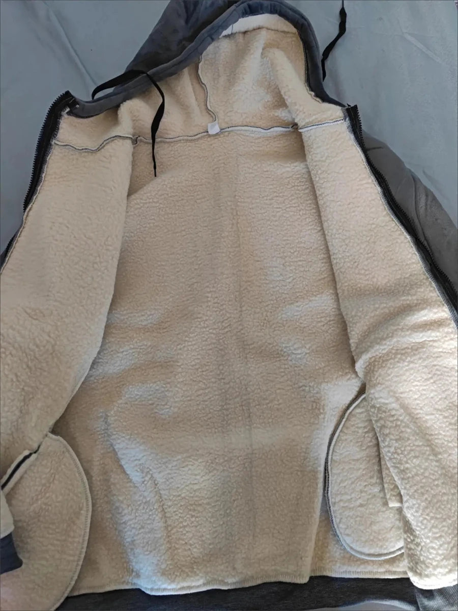 Winter Lambwool Lined 2 Pieces Sets Hooded Thicken Sweatshirt Tracksuit High Waist Harem Pant Suits Velvet Snow Wear Warm Outfit