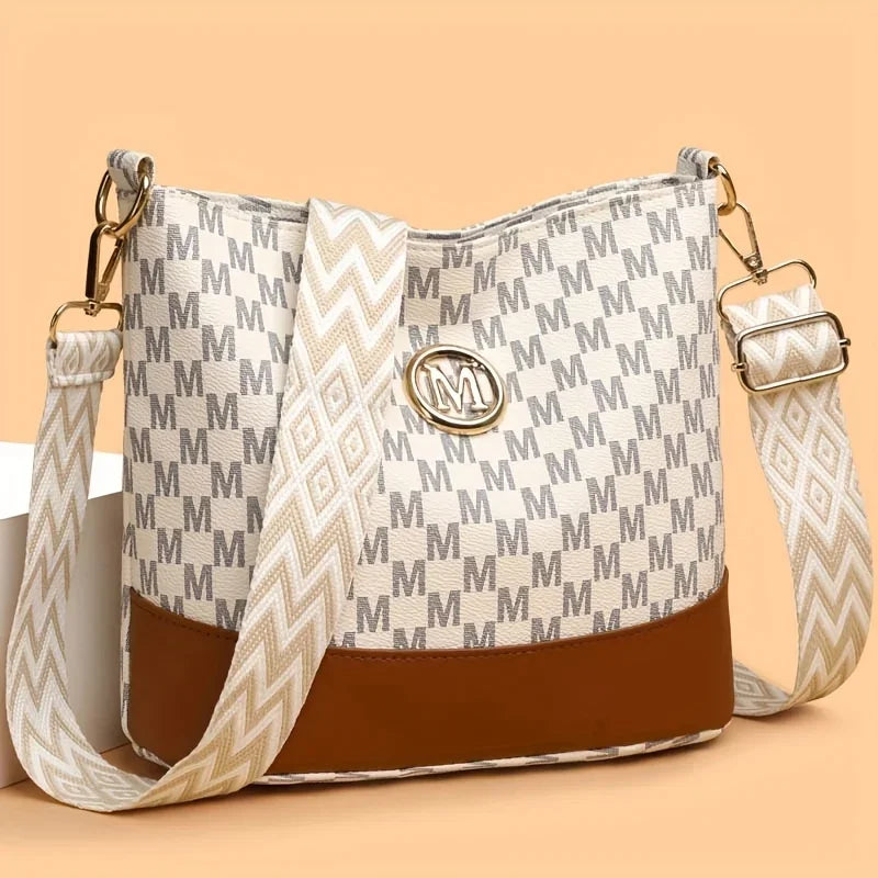 Stylish Letter Printed Crossbody Bag, Perfect Women's Synthetic Leather Shoulder Bag with Zipper Closure for Casual & Outings