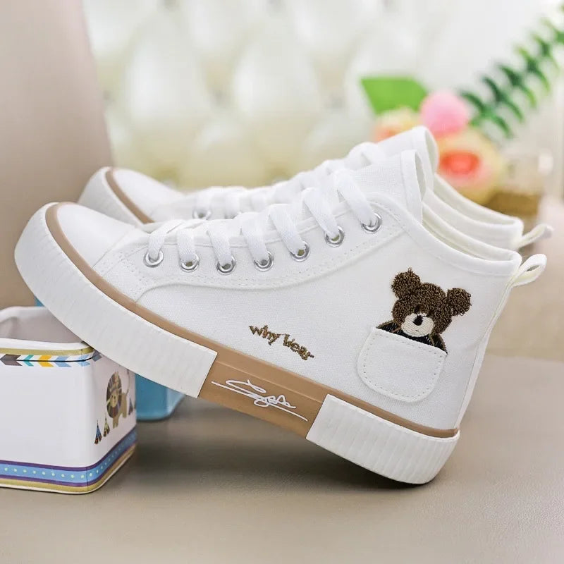 Cute Canvas Shoes Women Breathable Sneakers Brand Sport Shoes for Woman Casual Vulcanized Shoe Flats High Top Zapatos Mujer