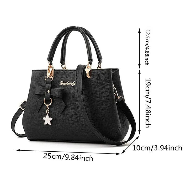 Women Messenger Bags With Flower Pendant Office Ladies Fashion Totes Pure Handbag For Female New Crossbody Shoulder Bags