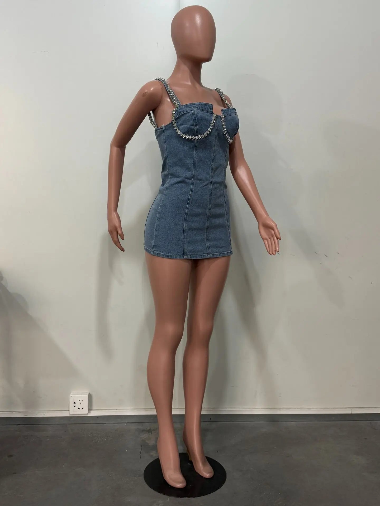 Camisole Dress Sexy Sleeveless Women Denim Dresses Solid Spliced Sheath Slim Washed Distressed 2025 Summer Wrap Buttocks