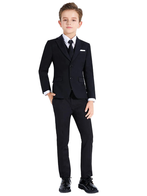 Boys Slim Fit Formal Suit Set – 5-Piece Dresswear | Sizes 2T–20 | School, Wedding & Special Occasions