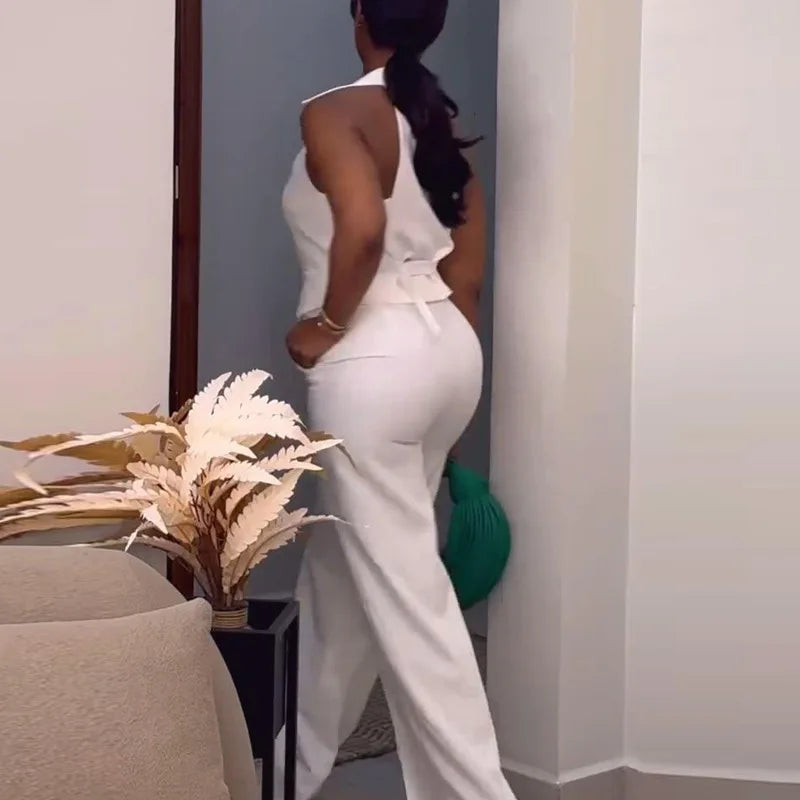 Pants Set Women Two Piece Sets Sexy Matching Sets Sleeveless Vest Tops Wide Leg Long Pants High Waist Slim Fit Y2k Streetwear