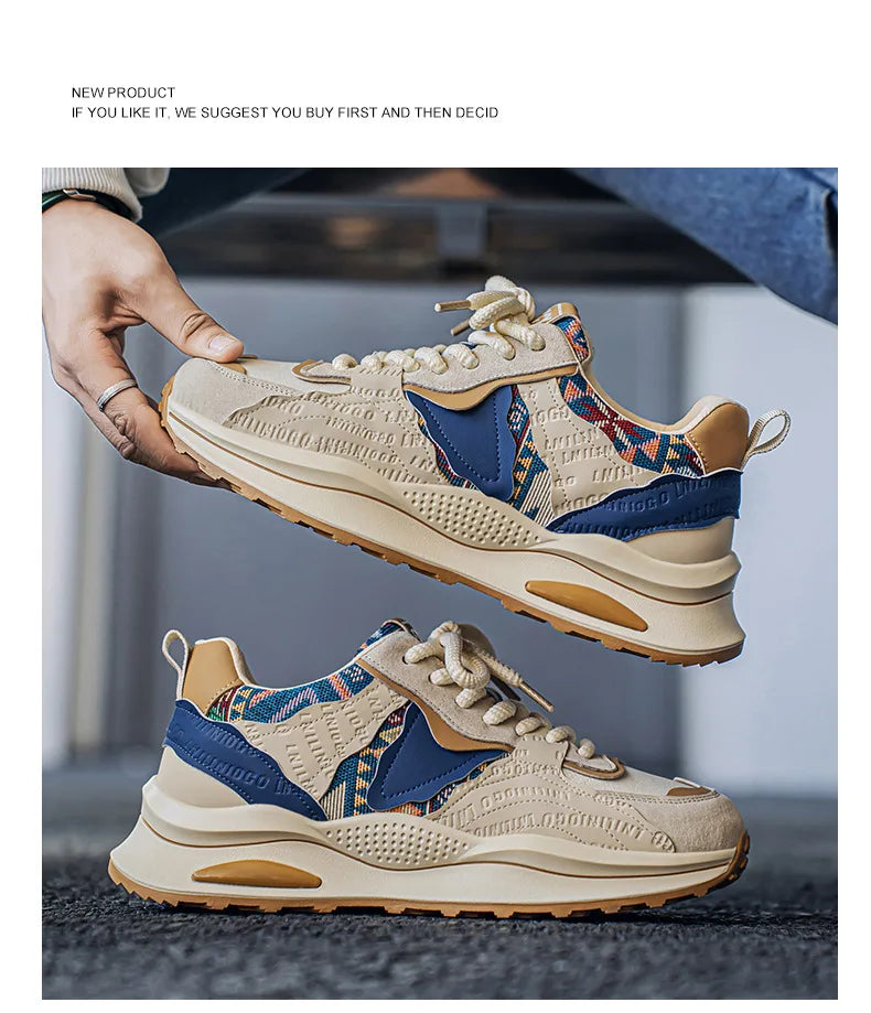 Men Sneakers 2025 Spring Autumn New Comfortable Outdoor Non Slip Running Shoes Trend Wear-resistant Vintage Lace Up Casual Shoes