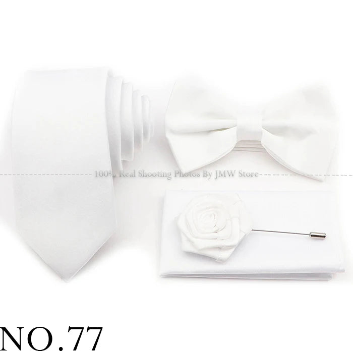 Hot Sale Purple Pink Sage Green Tie Set Polyester Necktie Bowtie Cufflink Brooch For Groom Suit Wedding Cravat Shirt Accessory