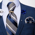 Men's Floral Red 8cm Ties Handkerchief Cufflinks Metal Ring Brooch Pin 5 Pcs Set Wedding Party Suits Accessory Gift for Husband