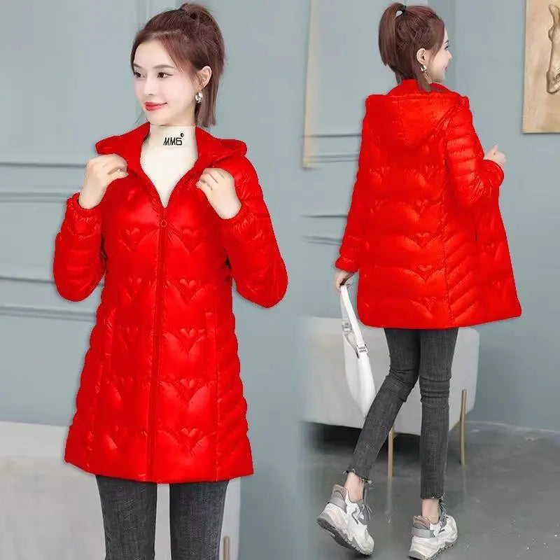 2023 New Winter Jacket Long Coats Women  Hooded Glossy DownCotton Jacket Warm Casual Parka Padded Cotton Coat Female
