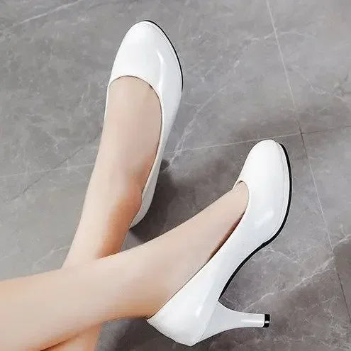 High Heels Shoes Women White Wedding Shoes Thick High Heels Fashion Party Pumps Footwear Yellow Red Big Size 35-41