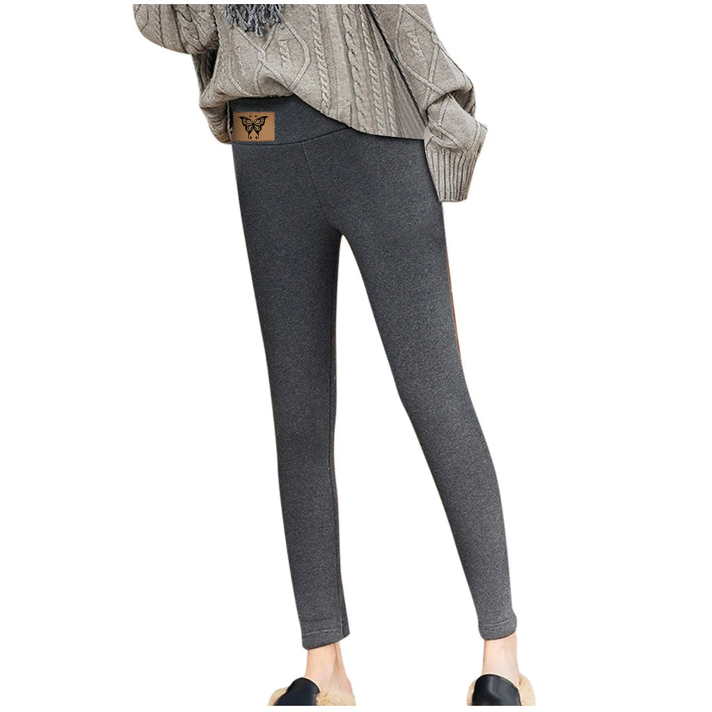 Winter Women Leggings Fleece Lined Velvet Keep Warm Pants High Waist Leggings Solid Color Comfortable Stretchy Thermal Trousers