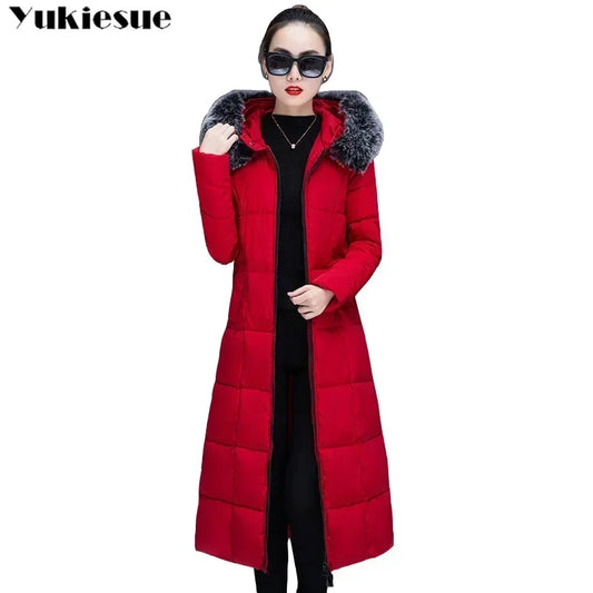 womens winter jackets and coats 2022 Parkas for women long Wadded Jackets female warm Outwear With a Hood  Faux Fur Collar