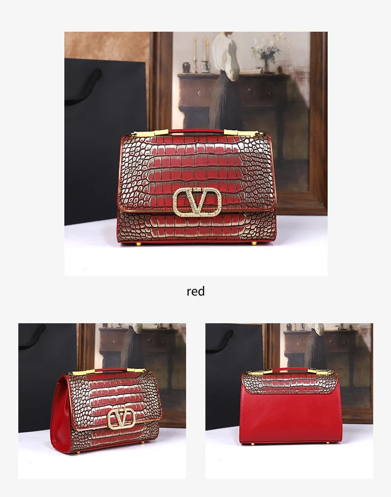 2025 New Fashion Crocodile Pattern Handbag High-End Sensation Unique Small Retro Shoulder Crossbody Bag Versatile Stylish Mini