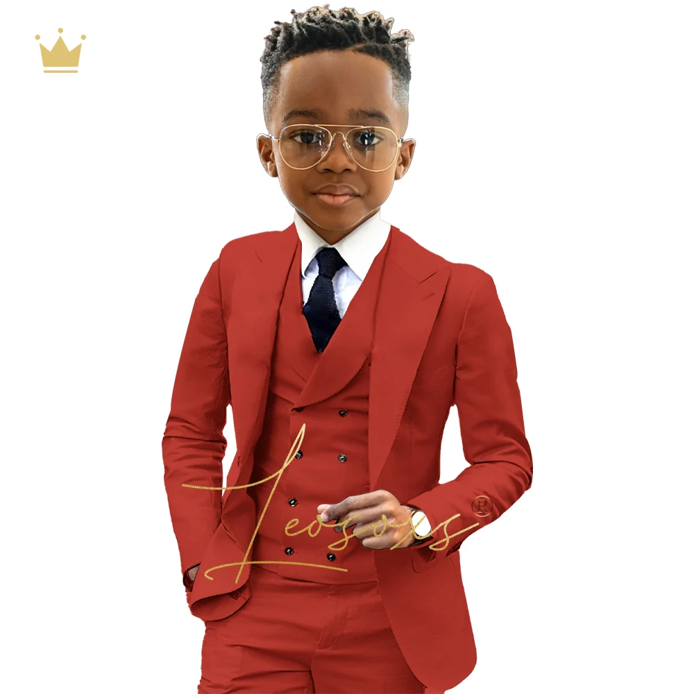 Boys formal suit 3 piece suit (jacket, green collar vest + trousers) custom wedding birthday queue celebration suit