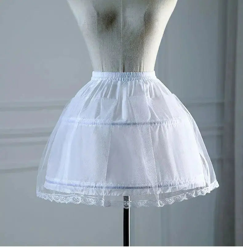 Girls Ruffled Short Petticoat with/no Hoop Solid Color Fluffy Bubble Tutu Skirt Puffy Half Slip Prom Crinoline Underskirt