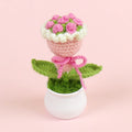 Finished Handmade Crocheted Rose Bridal Bouquet Potted Car Decoration Simulation Wool Flowers Office Decoration Creative