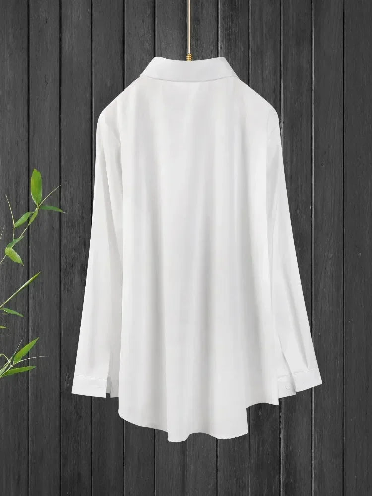 Plus Size Women's Shirt 2025 Summer New Casual Loose Fashion Top Hot Sweet Elegant Travel Essential Blouse Single-breasted Lapel