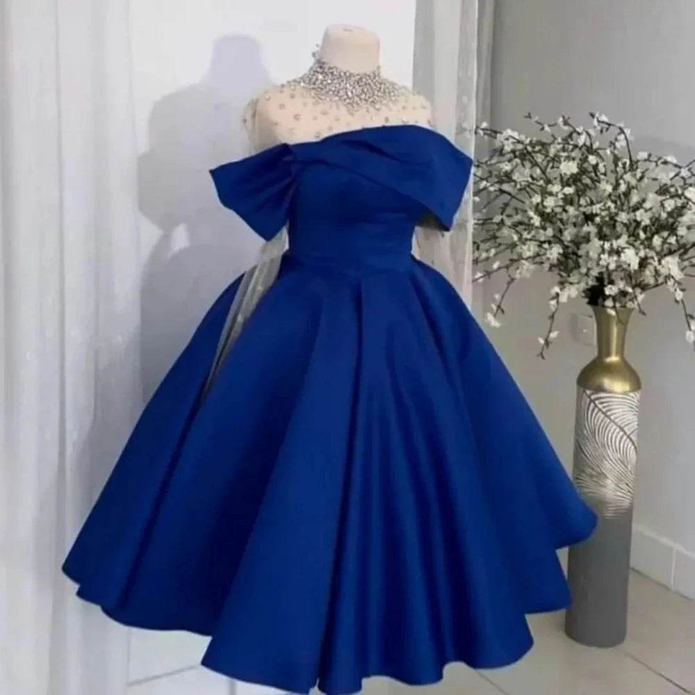 Royal Blue Indian Prom Dress Long Sleeves Sheer Saudi Arabic Party Gowns for Women Formales Vestido De Fiesta De Boda Customized