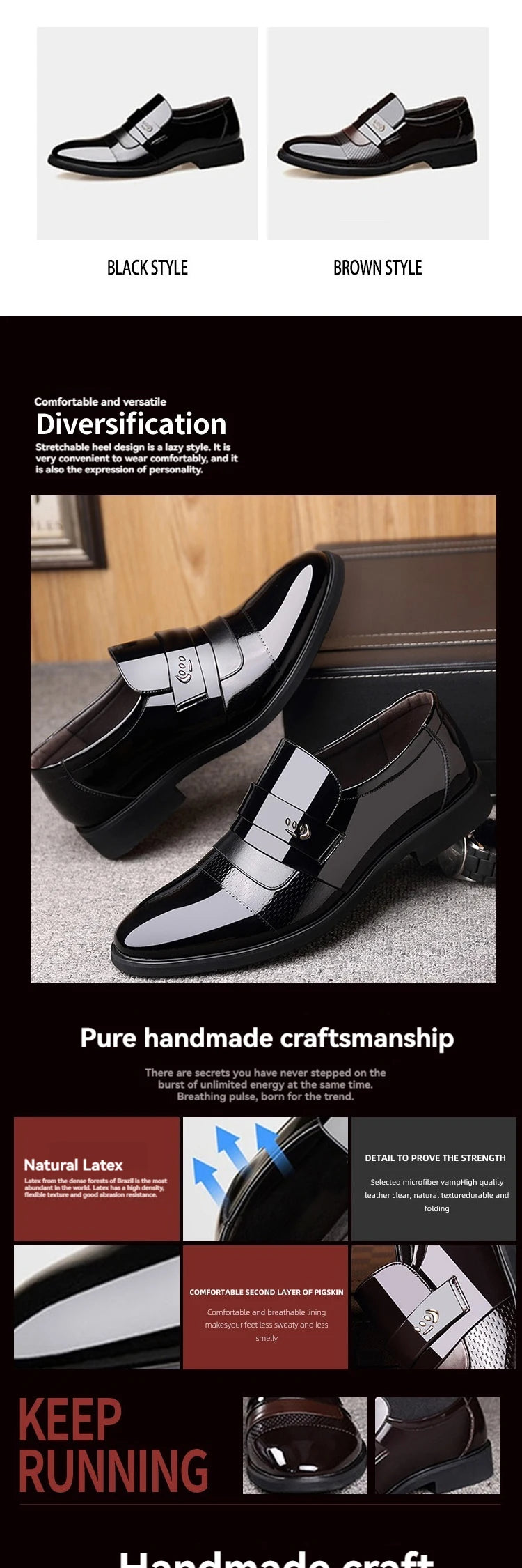 Leather Shoes for Men Wedding Formal Oxfords Business Casual Office Work Shoes for Men Classic Luxury Pointy Men's Dress Shoes