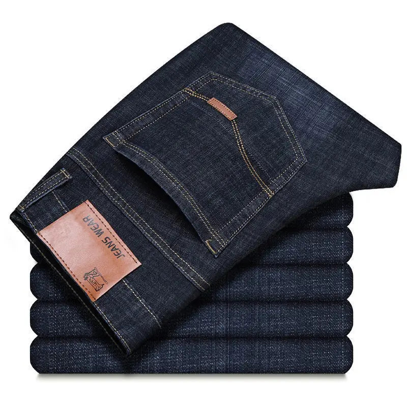 2025 Men NEW Men's Fashion Business Jeans Classic Style Casual Stretch Slim Jean Pants Male Brand Denim Trousers Black Blue Mens