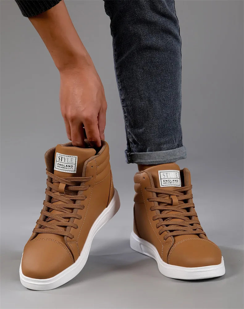 2025 Spring Fashion Red Men's Sneakers High Top Skateboarding Shoes for Men Women Comfortable Unisex Leather Sneakers Size 35-46