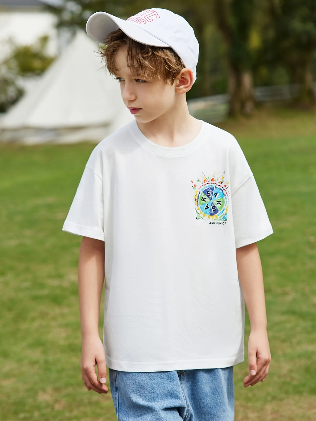 Ask Junior Parent-Child Clothing Summer Boys Half Sleeve T-Shirt Short Sleeve T-Shirt