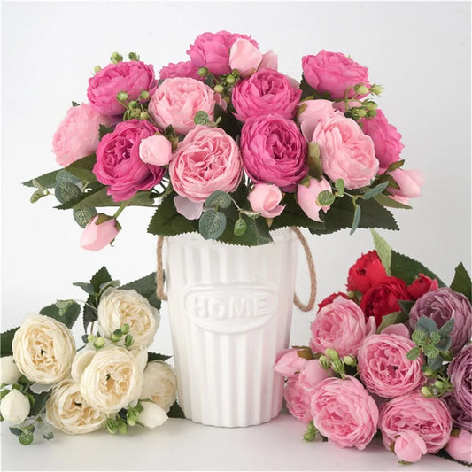 1PC 30CM Fake Roses Silk Peony Artificial Flowers Cheap New Year's Christmas Decorations Vase Home Wedding Bridal Bouquet Indoor