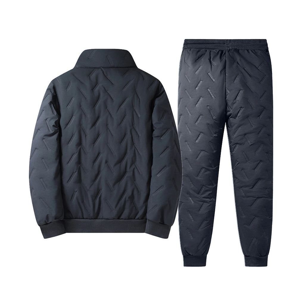 Winter Men'S Thick Solid Color Casual Zippered Pocket Sports Pants Velvet Warm Jacket Suitable For Outdoor Daily Wear